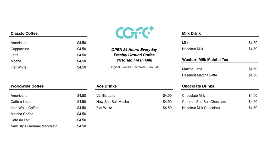 Menu Padrão em Inglês COFEPLUS