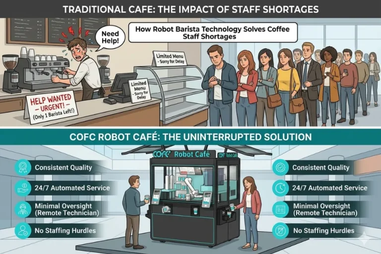 como a tecnologia de barista robô resolve a escassez de funcionários de café